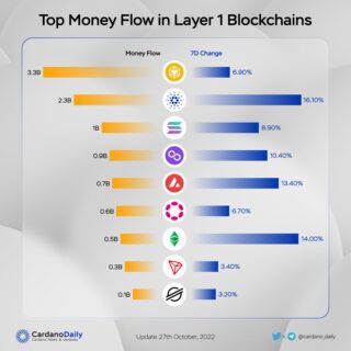 カルダノ、レイヤー1ブロックチェーンにおける資金流入額で2位にランクイン