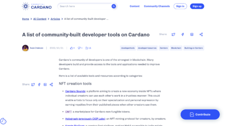 カルダノのコミュニティによる開発者向けツールのリスト