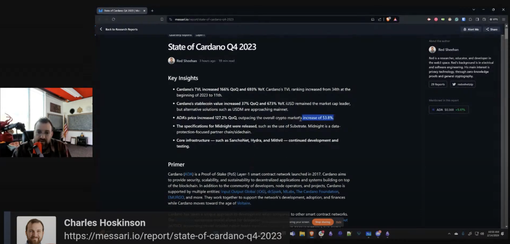 チャールズ・ホスキンソン氏動画「State of Cardano Q4 2023」要約・翻訳 – SIPO：Cardano ADA SITION  Stake Pool