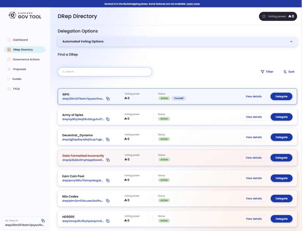SIPOのDRepとしての目標と活動方針・投票方法：ニュース動向 & ステーキング状況 in エポック507 – SIPO：Cardano ADA  SITION Stake Pool