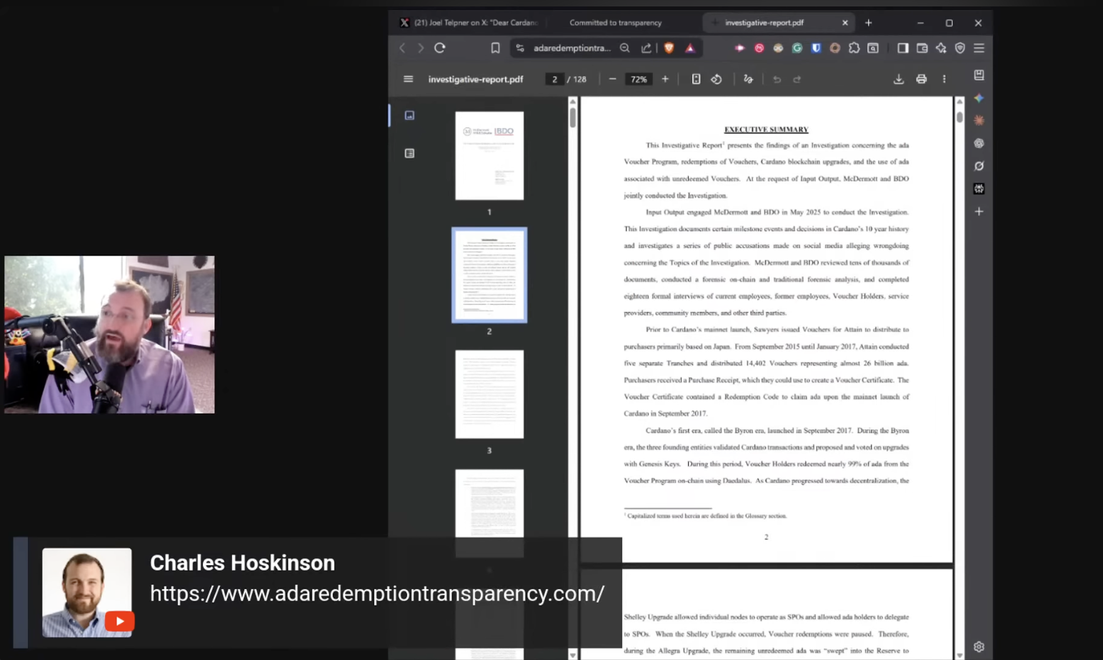 カルダノ創設者チャールズ・ホスキンソンが語る「ADAバウチャー問題」調査報告の全容：チャールズ・ホスキンソン氏動画「McDermott Will &  Schulte and BDO to conduct an Investigative Report and Forensic  Audit」解説・全翻訳 – SIPO：Cardano ADA SITION Stake Pool